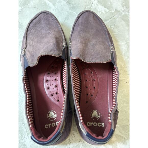Crocs Loafers Womens 7 Purple Walu Canvas‎ Slipper Slip On Walking Comfort Shoes - Picture 6 of 9